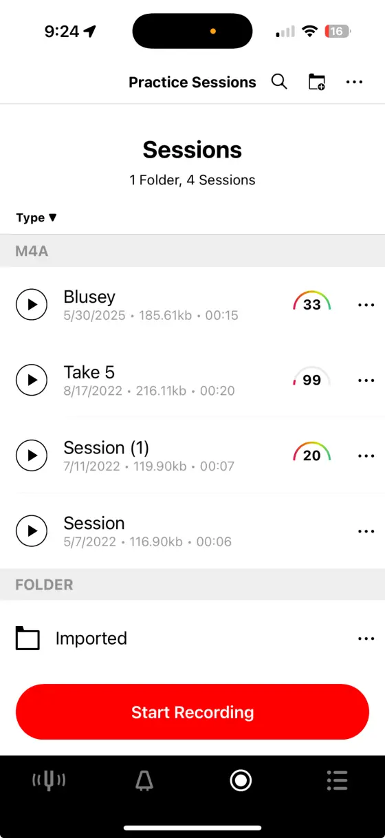 Tunable music recorder with professional reverb and sharing